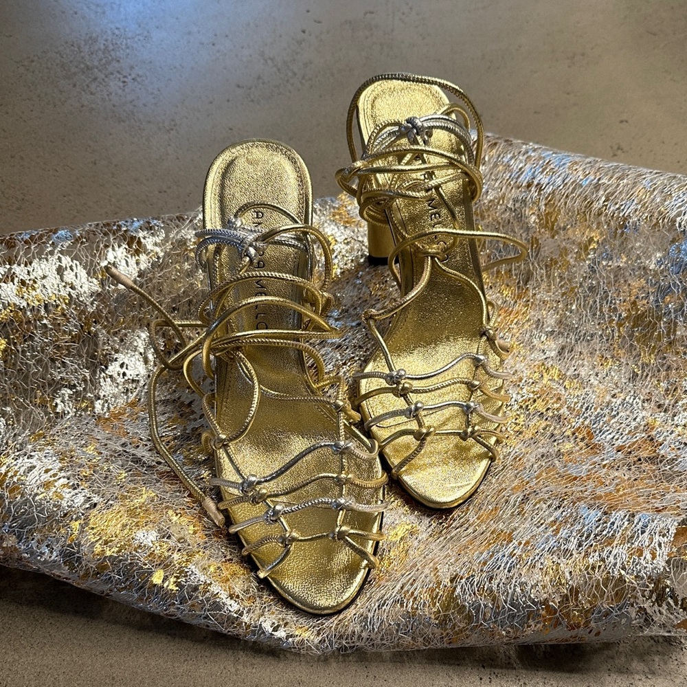 Tamara Mellon Gold and Silver heels.